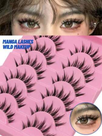 Manga Lashes Clear Band Eyelashes Natural Crossed Wispy Fake Eyelashes Cosplay Makeup Tools