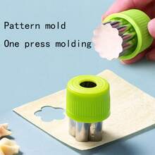 9pcs/Vegetable Cutter Shapes Stainless Steel Durable DIY Fruit Cookie Stamps Cake Food Cutting Mold Kitchen Tool - Green - View 8