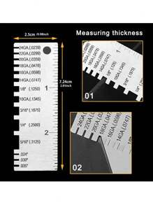 2 Pcs Stainless Steel Metal Sheets Welding Thickness Gauge- Wire Gauge Measurement Tool, Standard Dual-Sided Round Wire Cable Sheet Gage And Wire Welding Material Thickness Gauge