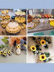 30/20/5pcs Mini Artificial Sunflower Heads, Bulk Quantity, Silk Sunflower Heads For Crafts, DIY Wedding Home Autumn Decor, Bridal Shower Table DIY, Garden Decor, Valentine's Day, Gifts Birthday Graduation - Yellow - View 5