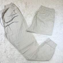 Men's Twill Jogger Jeans With Cuffs And Elastic Waistband - 米色 - 查看 2