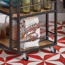 SoBuy FKW99-N, Industrial Vintage Style Kitchen Trolley Cart Kitchen Storage Trolley Serving Trolley With Drawer And Storage Shelves - Brown - View 10