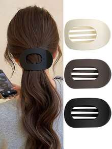 4pcs Minimalist Jelly Plain Color Oval Duck Bill Hair Clips, Versatile & Suitable For Thick Hair,Spring/Summer, School Stuff - Multicolor - View 7