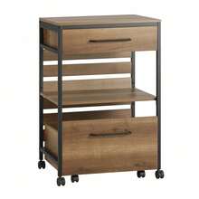SoBuy FKW118-PF, Industrial Vintage Style Kitchen Trolley Cart Kitchen Storage Trolley Serving Trolley With Mobile Storage Chest - Brown - View 5
