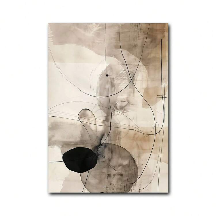 Set med 2 abstrakta svartbeige väggkonsttryck, minimalistisk konstposter, industriell modeväggkonst, minimalistisk abstrakt, Japandi-konst, ingen ram - Multifärgad - Visa 17