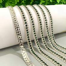 1 Yard 3 Rows/2 Rows AB Rhinestone Chain, Gold/Silver Base With Claw Chain, Suitable For Doll Making, Plush Doll Making, Clothing Decoration, Embroidery, Jewelry Making, Gift Decoration - Multicolor - View 31