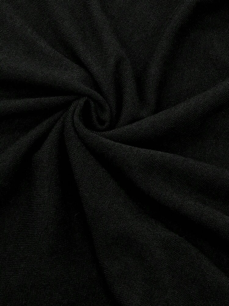 Women's Solid Color V-Neck Short Sleeve Knit T-Shirt, Lightweight, Loose Fit, Slimming, Fashionable, Minimalist, High-End - Black - View 6