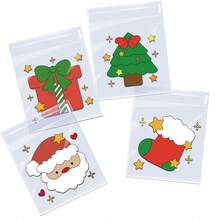 100 piezas Bolsas de PP con diseño de Feliz Navidad para galletas, dulces y dim sum con cierre adhesivo para galletas, dulces y comida de Navidad (Estilo surtido) Decoraciones navideñas, Pijamas navideños, Regalos de Navidad, Decoración navideña - Multicolor - Ver 5
