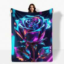 Elegant Botanical Rose Blanket In Silver Purple Hues For A Luxurious And Sophisticated Home Decor Accent Offering Comfort And Warmth With A Floral Inspired Design Printing