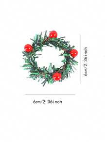 1/4/6/12pcs Christmas Wreath Napkin Rings, Suitable For Christmas Table Decoration Napkin Holders, Christmas Red Berry Wreath Napkin Clips, Green Grass Wreath Napkin Holders, Christmas Party Napkin Rings - Multicolor - View 6