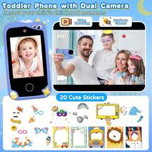 Neues Dinosaurier Kinder Smartphone Spielzeug, 2,8 Zoll HD Touchscreen Lernspielzeug mit 18 Spielen & Musikplayer, 32GB Speicher + stoßfeste Doppelhülle, bestes Halloween- und Ostergeschenk für 3-8 Jahre alte Jungen & Mädchen