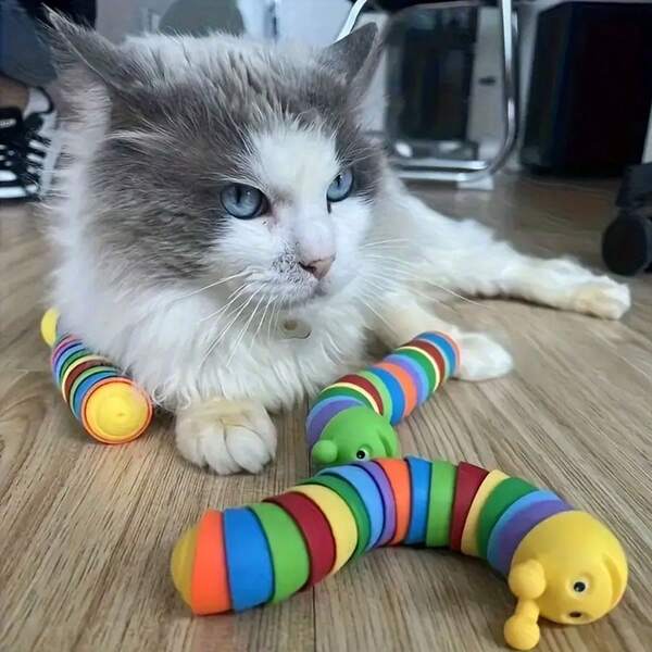 Jouets pour animaux de compagnie, chenille arc-en-ciel simulée, auto-divertissement pour animaux de compagnie, jouets interactifs, jouets mignons et amusants pour animaux de compagnie