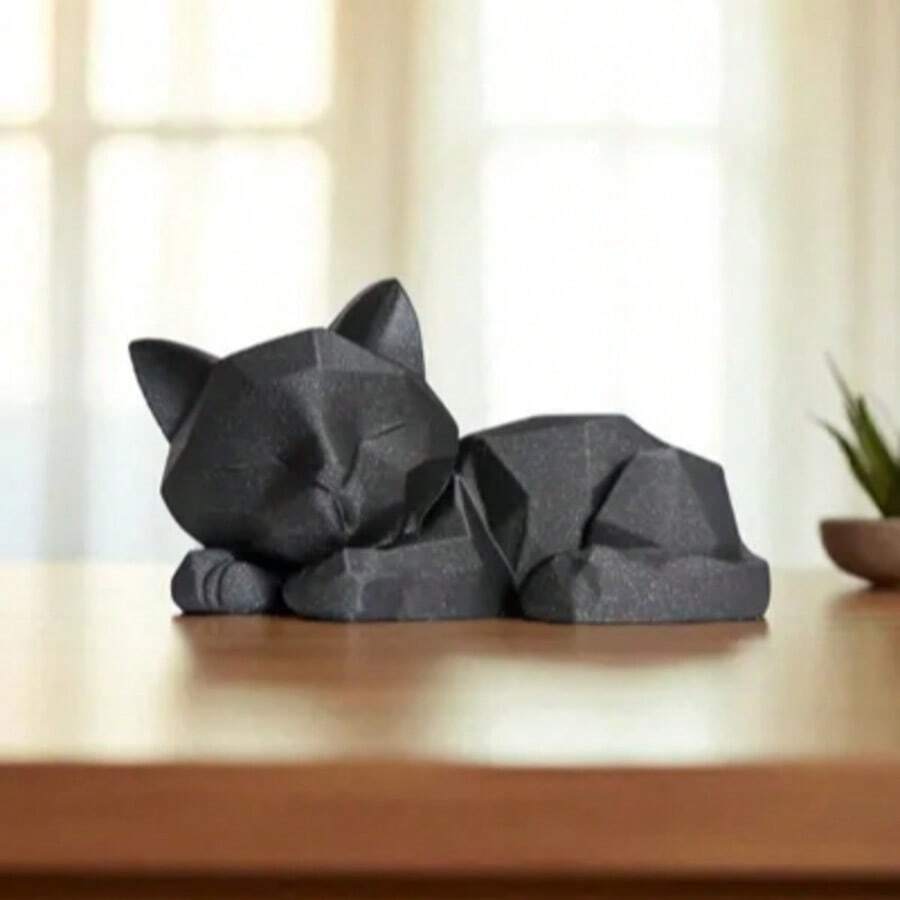Decorative Cat Sculpture For Living Room Office Bookshelf Table - màu đen - Xem 1