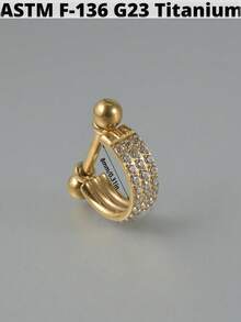 1 件 G23 钛合金 Cz 耳软骨耳屏氧化锆 D 形中隔响片杠铃螺旋耳环 Rook Sung 耳垂穿孔珠宝 - 如圖 - 查看 17