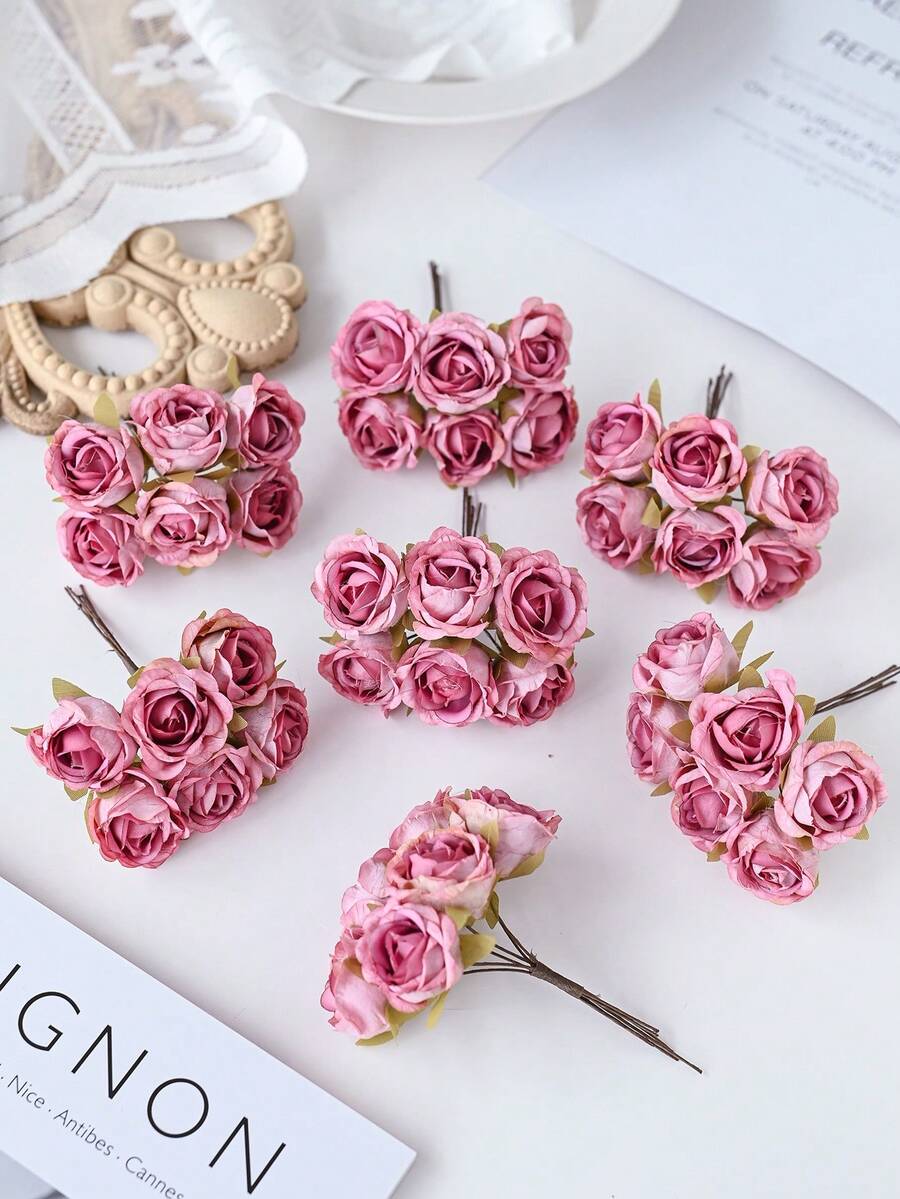 1/3/5/250PCS (6 Heads)MINI Artificial Carnation Flowers Silk Hydrangea Headwear Fake Plants For Autumn Wedding Candy Box Decoration Vase For Home Dining Room Bedroom Decorations, Festival Birthday Party Accessories, Outdoor Garden Decorations