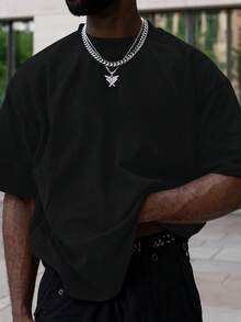 Men's Red -Like Glossy T-Shirt - Faith Over Fear Verse (Psalm 93:4) & Psalms 23:1 Print, Faith Apparel, Loose Fit Short Sleeve Casual Wear, Sports Fan Gift, Breathable Summer Shirt With Back Scripture Design - màu đen - Xem 3