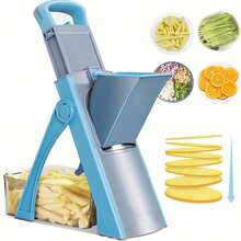 Piorlado Vegetable Slicer, Kitchen Accessaries, Adjustable Vegetable & Fruit Chopper With 4 Modes Dicer, Julienne Kitchen Chopping Artifact - Blue - View 2