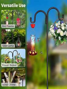 2pcs/4pcs  Heavy-Duty Adjustable Outdoor Double-Arm/Single-Arm Shepherd Hook, 4-Fork Base 38-Inch Bird Feeder, Bohemian-Style Garden Plant Basket And Wedding Hook Decoration, Durable Metal Structure Hanging Basket, Lantern And Bird Feeder, Garden Decoration, Sturdy Hook Design, Christmas, Halloween, Thanksgiving Flower Basket Festival Decoration Hook - 雙臂勾 - 查看 3