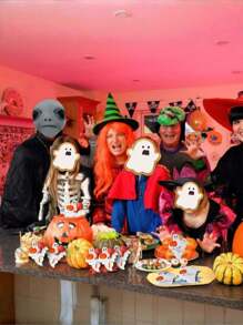 50pcs/ Halloween Pumpkin & Ghost Lollipop Cards, With Pumpkin And "Happy Halloween" Design - Party Table & Wall Decoration Paper Stands, Great For Party Favors And Decor, Halloween Decorations