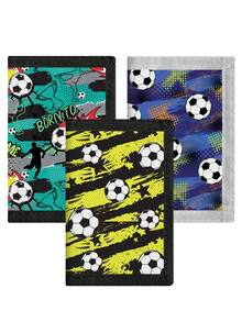 1pc Kids/Teens Tri-Fold Wallet, Cartoon Football Pattern, Zipper Pocket With Keychain Coin Purse Card Slots, Durable Polyester Material, Suitable For Daily Use, Christmas, Birthday Gift - Multicolor - View 3