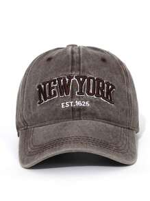 Letter Embroidery Washed Vintage Baseball Cap New York Women's Baseball Cap Washed Baseball Cap