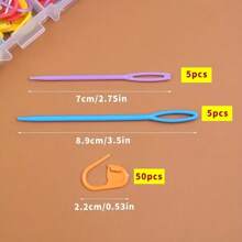 61 Stücke Häkel- und Strickzubehör-Set - Mehrfarbige Patchwork-Maschenmarkierer, Kunststoff-Nähnadeln, für Weben, Nähen und Stricken DIY-Basteleien, inklusive mehrerer Aufbewahrungsboxen