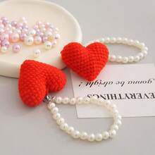 1 قطعة سلسلة مفاتيح قلب مصنوعة يدويًا بالكروشيه، ديكور معلق مصنوع بالتريكو، إكسسوار للحقيبة/الهاتف