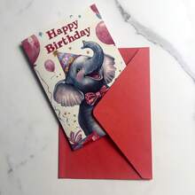 1pc/2pcs Funny Elephant Themed Greeting Cards, Suitable For Birthday, Thank You, Christmas And More Occasions, Perfect Gift For Animal Lovers, Birthday Or Holiday, Unique Cards For Family, Friends And Colleagues