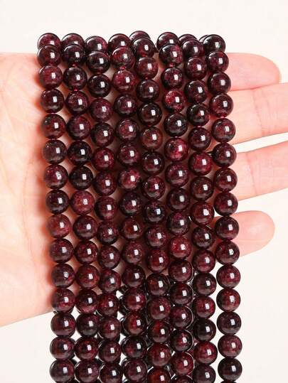 1 hebra de 15 pulgadas de cuentas naturales de granate, cuentas redondas de granate de 4/6/8/9/10/12 mm, joyería clásica y elegante versátil para hombres y mujeres, piedra curativa, adecuada para manualidades, fabricación de joyas DIY, pulseras, collares y otros accesorios. Material de piedra natural con ligeras variaciones de color.