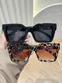 3pcs Women Leopard Cat Eye Oversized Full Frame Casual Style Personalized Vintage Classic Hot Girl Style Fashion Glasses Combination For Daily Life, Beach Party, Driving, Golf, Outdoors Summer Accessories Suitable For All Face Shapes