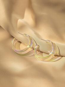 Colorful Transparent Earring Set For Women, Including Water Drop, Wide C, Twist C-Shaped Earrings, Popular Online