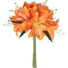 3支/6支仿真百合花，家居装饰，桌面摆件，插花，人造植物，塑料花，花园装饰，婚礼装饰，花束 - 彩色 - 查看 11