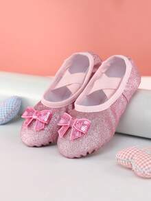 Kinder Prinzessin Ballettschuhe, Mädchen Innen Weichsohlige Tanzschuhe, Rosa Tanzschuhe Übungsschuhe, Funkelnde Ballettschuhe, Flache Hausschuhe, Bequem und langanhaltend, Rutschfest