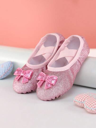 Children's Princess Ballet Shoes,Girls Indoor Soft-Soled Dance Shoes, Pink Dance Shoes Practice Shoes,Sparkling Ballet Shoes, Flat Slippers, Comfortable And Durable, Non-Slip