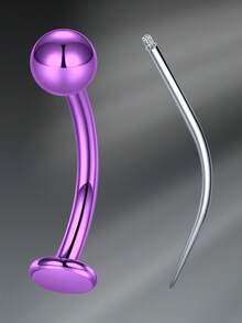 CIZME 2 Pcs/Set Funky Titanium Floating Belly Button Rings Floating Belly Rings Flat Back Belly Rings Flat Back Belly Button Rings Floating Navel Piercing Jewelry Flat Back Internally Threaded Purple Silver Belly Rings With Piercing Taper Piercing Pin Curved Body Piercing Kit,Belly Button Navel Ring Navel Piercing Jewelry Belly Button Rings,14g 8mm 10mm 12mm 14mm Navel Button Ring Studs For Women Men For Daily Decoration - Belly Button Rings - View 9