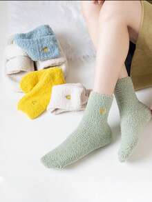 1/3/5双女士日式刺绣爱心厚款保暖袜，适合产后 - 彩色 - 查看 7