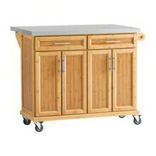 SoBuy FKW69-N, Extendable Kitchen Storage Trolley Kitchen Cabinet Cupboard Sideboard Kitchen Island - Brown - View 4