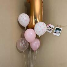 45 个 12 英寸浅粉色和透明白色蝴蝶结印花气球，适合女孩生日派对、单身派对、蝴蝶结主题生日、迎婴派对、新娘送礼会、婚礼、周年纪念装饰 - 粉色 - 查看 6