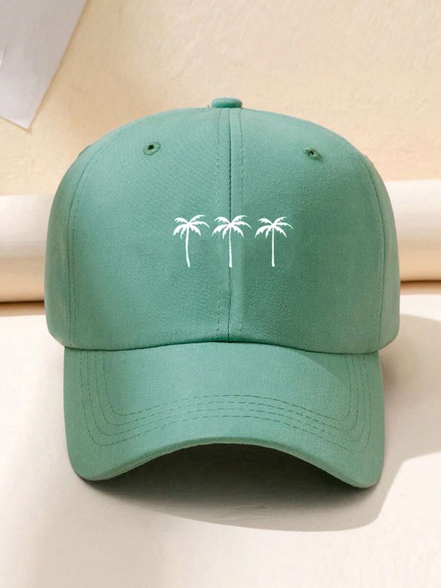 1pc Unisex Printed 3 Coconut Tree Baseball Cap, Adjustable Outdoor Casual Hat