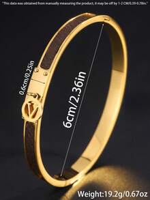 1PC Luxurious And Fashionable Stainless Steel Leather V-Letter Pendant Bracelet, Low-Key Luxury, Leading The , Suitable For Women's Daily Wear, Casual/Party/Holiday Gifts/Valentine's Day Gifts