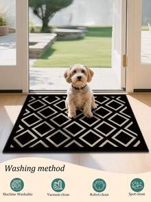 1 件新款北欧奢华几何提花天鹅绒门垫，高端柔软舒适地毯，适用于入口、客厅、卧室、浴室、厨房、洗衣房，可机洗，适合万圣节装饰