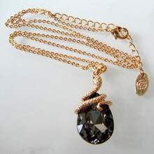 18k Gold Plated Water Drop Crystal Multicolor  Snake Pendant Necklace 16"+2"2025 - 灰色 - 查看 4