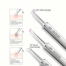 8-Piece Professional Stainless Steel Blackhead Remover Set, Extraction And Cleansing Tools For All Skin Types, With Portable Case, Blackhead-Acne Comprehensive Solution, Easy-To-Use Facial Cleansing Tools - Silver - View 4