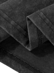 Men's Vintage Wash Tee - Half-Life Logo Print Casual Daily Wear - Vintage T-Shirts - Graphic T-Shirts - Graphic Tees Men's Clothes - Crew Neck Short-Sleeved Shirts, Summer Street Style Outfits - Men's Gifts - 黑色 - 查看 5