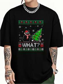 What Funny Black Pushing Tree Ugly Xmas-Shirt Men Women         Men's-Shirt Graphic Tees  Crop Tops  Outfits   Tops-Shirt - màu đen - Xem 1
