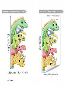 1 قطعة ملصق حائط ديناصور 3D كبير العيون جذاب، قابل للإزالة وذاتي اللصق، تصميم مشقوق، دافئ، مناسب لديكور جدران المنزل والغرفة والحمام والخلفيات الأخرى - مصنوع من مادة البي في سي - متعدد الألوان - مشاهدة 3