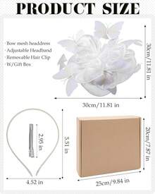 Organza Fascinators Hats - Monarch Tea Party Hat With Hairpin, 2025 Derby Headwear - Màu be - Xem 2