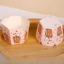 100 个优雅方形/六角形纸质松饼衬垫 - 圣诞主题纸杯蛋糕烘焙杯，适用于派对、婚礼、生日 - 底部直径 4.8 厘米 - 彩色 - 查看 7