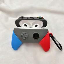 1 件无线蓝牙耳机盒，带游戏控制器设计（含随机样式挂钩），兼容 Pro 3，可爱卡通 TPU 防震苹果耳机盒，适用于 1/2/3/4/Pro/Pro2 - 彩色 - 查看 3