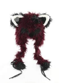 卷曲可爱帽子，朋克风格动物耳朵帽子配编织假发，万圣节服装角色扮演道具帽